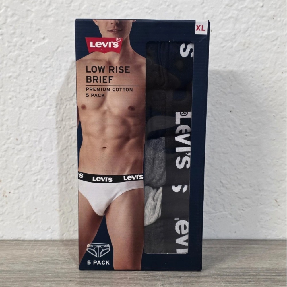 Levis Men Low Rise Briefs 5 Pack Premium Cotton Assorted Colors Size XL Classic
